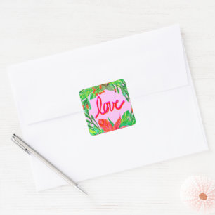 Christmas Foliage - Love Square Sticker