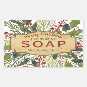Christmas Foliage Mistletoe Holly Soap Labels