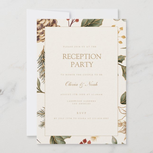 Christmas Foliage Reception Invitation Card (Front)