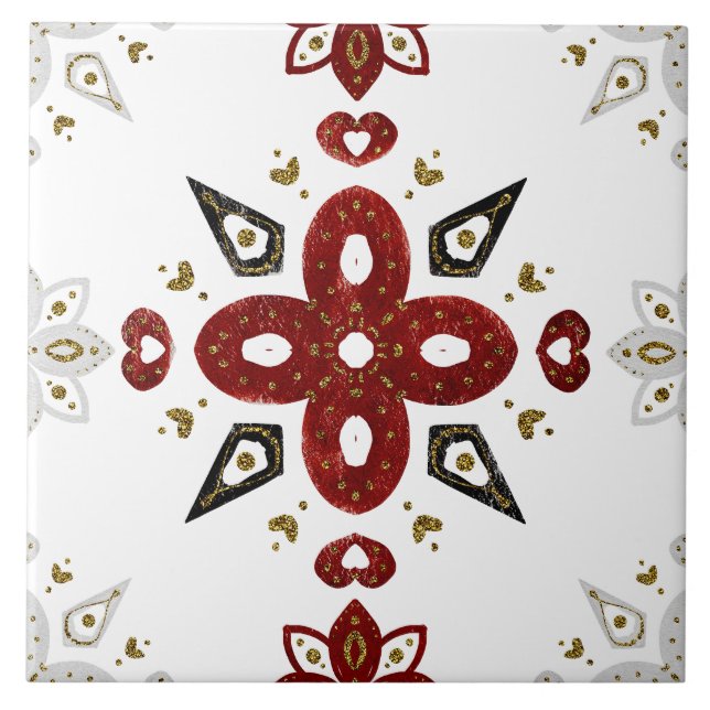 Christmas Folk Nordic Art Tile (Front)