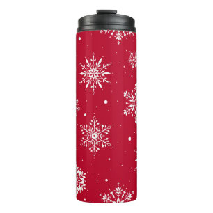 Christmas Folk Snowflakes Red Thermal Tumbler