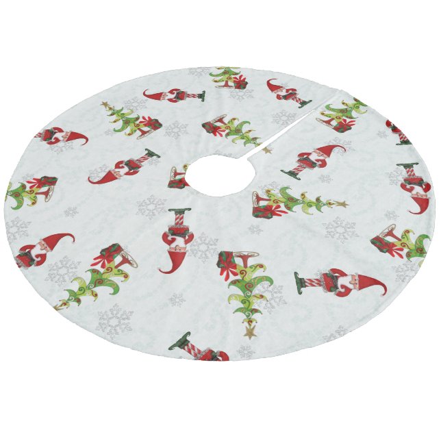 Christmas Folk Whimsey HOLIDAY DECOR Fleece Tree Skirt (Angled)