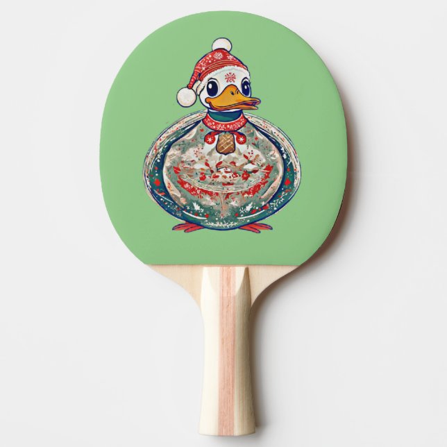 Christmas Folklore Duck Wearing A Santa Hat Ping Pong Paddle (Front)