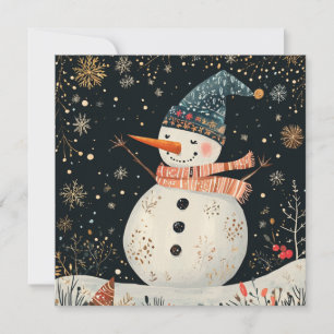 Christmas Folklore Snowman Art Holiday Card