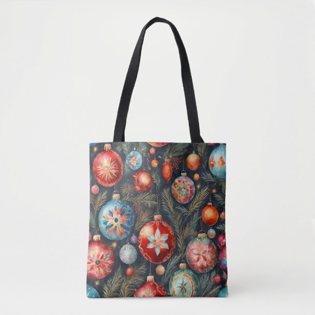 Christmas Folksy Floral Decor Tote Bag (Front)