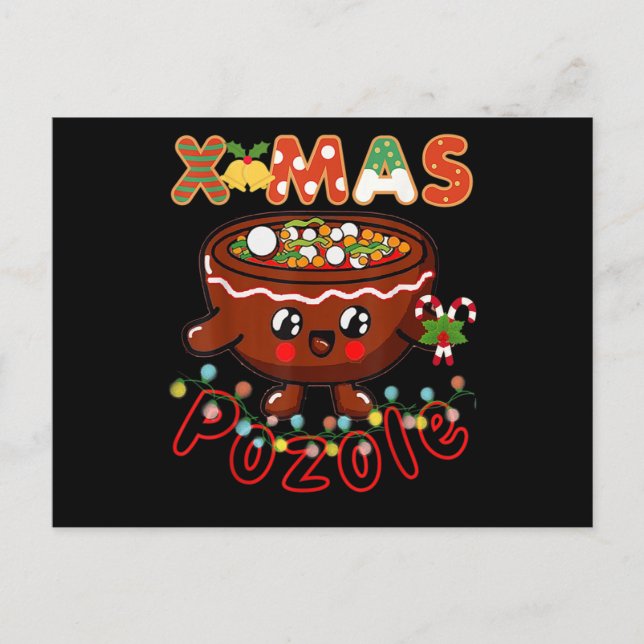 Christmas Foodie Cute Pozole Bowl Ugly Pajama Invitation Postcard (Front)