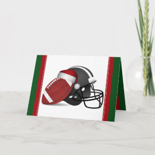 Christmas Football And Helmet Holiday Card