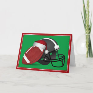 Christmas Football And Helmet Holiday Card