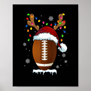 Christmas Football Ball Lights Funny Boys Men Spor Poster
