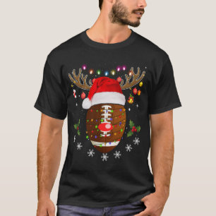 Christmas Football Ball Reindeer Funny Sport Xmas T-Shirt
