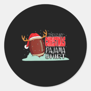 Christmas Football Ball Santa Hat Fun Sport Xmas B Classic Round Sticker