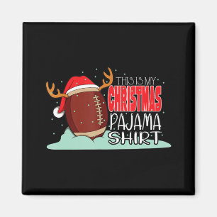 Christmas Football Ball Santa Hat Fun Sport Xmas B Magnet