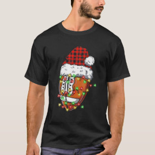 Christmas Football Ball Santa Hat Funny Sport Xmas T-Shirt