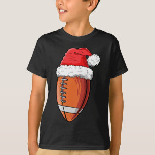 Christmas Football Ball Santa Hat Funny Sports Xma T-Shirt
