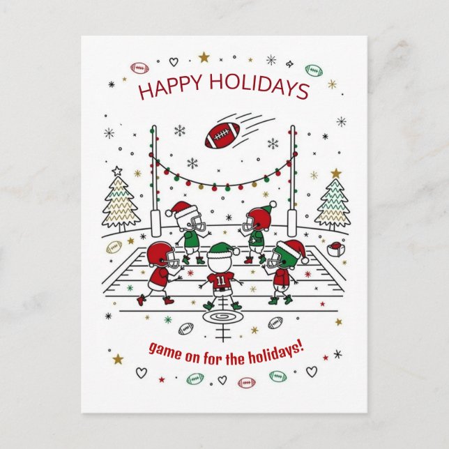 Christmas football Ball Santa Hat Greeting Cards (Front)