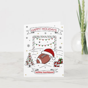 Christmas football Ball Santa Hat Greeting Cards