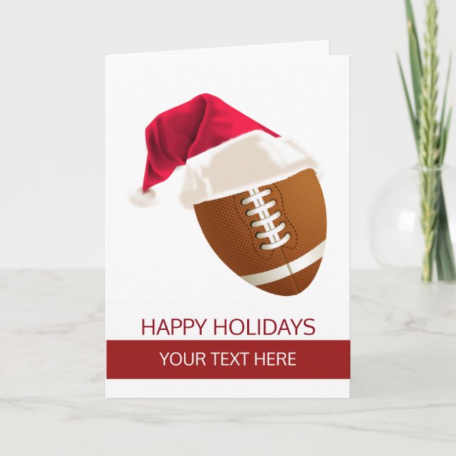 Christmas football Ball Santa Hat Greeting Cards (Front)