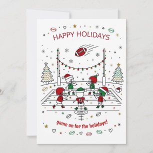 Christmas football Ball Santa Hat Greeting Cards