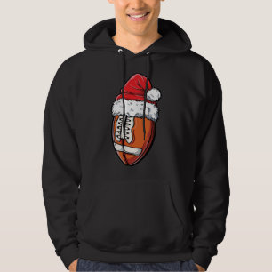 Christmas Football Ball Santa Hat Xmas Team Sport Hoodie