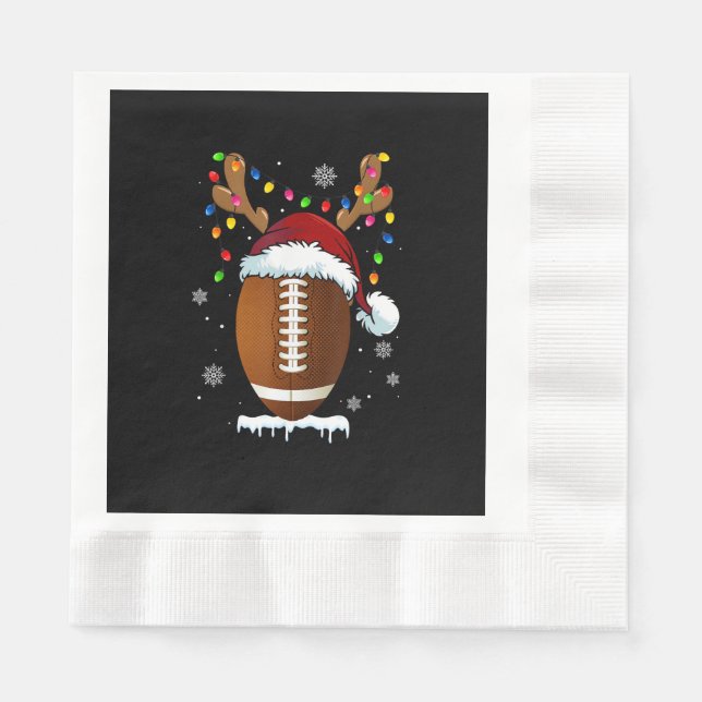 Christmas Football Ball Santa Lights Funny Boys Me Napkin (Front)