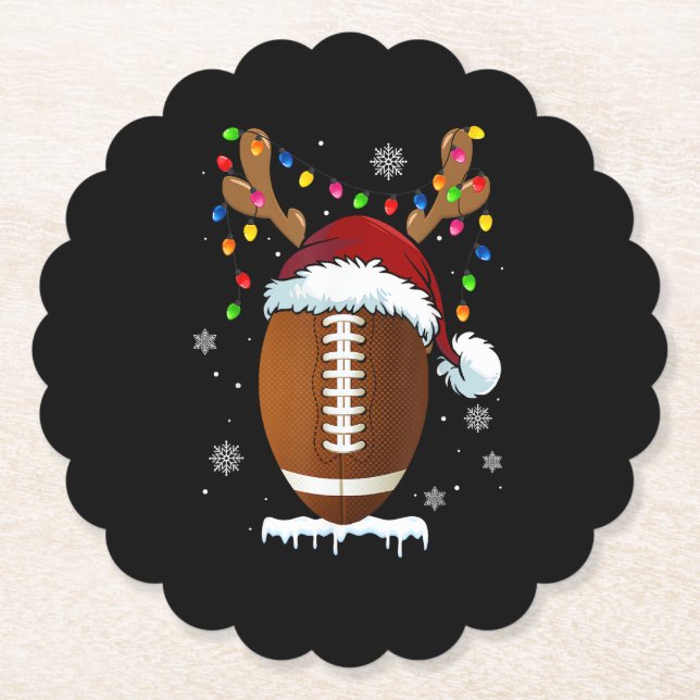 Christmas Football Ball Santa Lights Funny Boys Me Paper Coaster (Front)