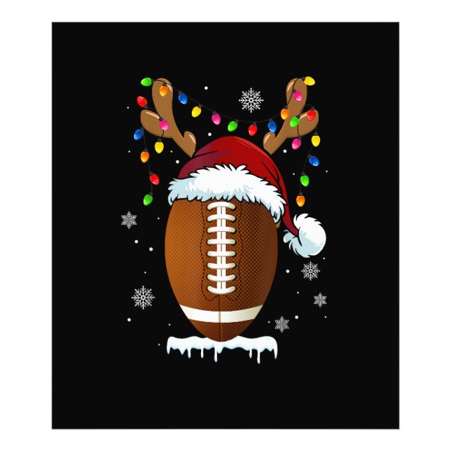 Christmas Football Ball Santa Lights Funny Boys Me Photo Print (Front)