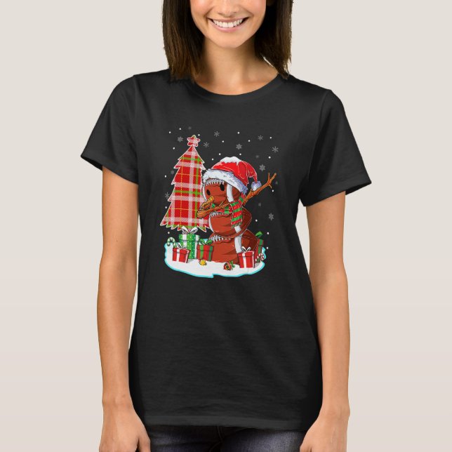 Christmas Football Ball Snowman Dabbing Santa Hat  T-Shirt (Front)