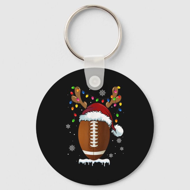 Christmas Football Ball Xmas Lights Funny Boys Men Key Ring (Front)