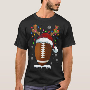 Christmas Football Ball Xmas Lights Funny Boys Men T-Shirt