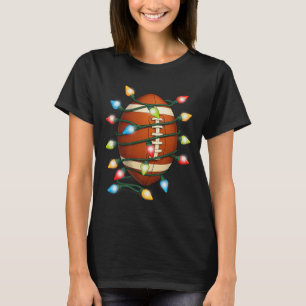 Christmas Football Ball Xmas Lights Holiday Sports T-Shirt