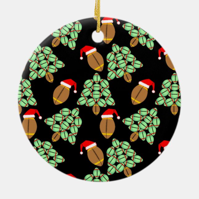 Christmas Football  Ceramic Tree Decoration (Back)