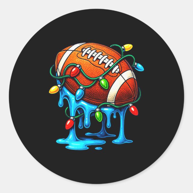 Christmas Football Drip Ice Cream Dripng  Classic Round Sticker (Front)