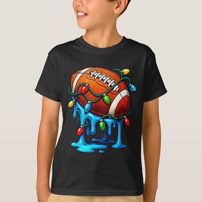 Christmas Football Drip Ice Cream Dripng  T-Shirt (Front)