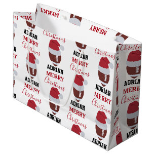 Christmas Football Gridiron Ball Custom Name Large Gift Bag