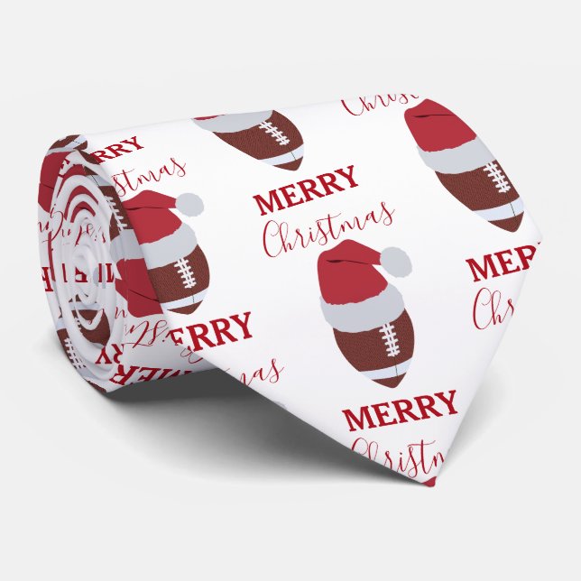 Christmas Football Gridiron Ball Festive Tie (Rolled)