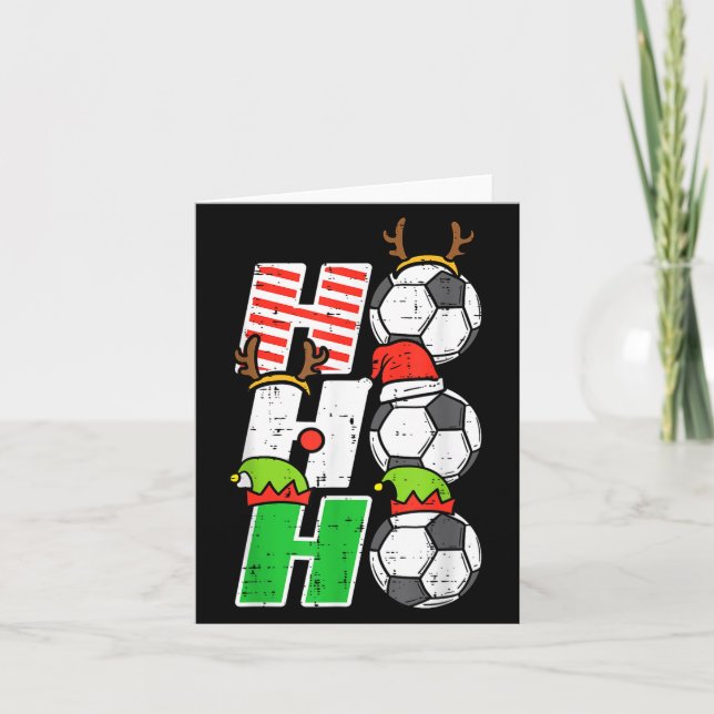 Christmas Football Ho Ho Ho Soccer Xmas Srt Men Wo Card (Front)
