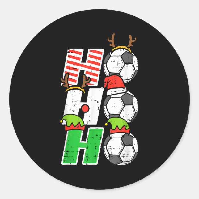 Christmas Football Ho Ho Ho Soccer Xmas Srt Men Wo Classic Round Sticker (Front)