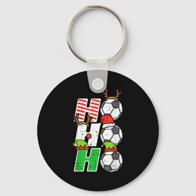 Christmas Football Ho Ho Ho Soccer Xmas Srt Men Wo Key Ring (Front)