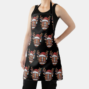 Christmas Football Lover Santa Hat Sports Xmas Apron