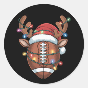 Christmas Football Lover Santa Hat Sports Xmas  Classic Round Sticker