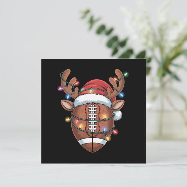Christmas Football Lover Santa Hat Sports Xmas  Holiday Card (Standing Front)