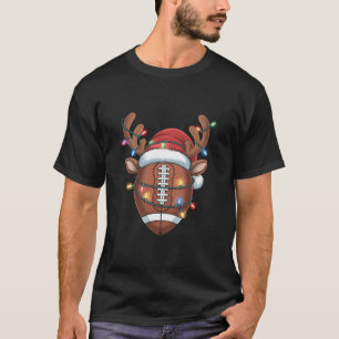Christmas Football Lover Santa Hat Sports Xmas  T-Shirt