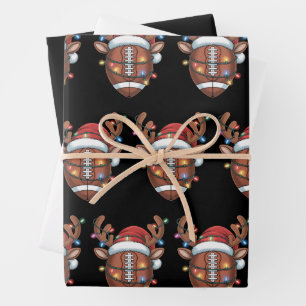 Christmas Football Lover Santa Hat Sports Xmas Wrapping Paper Sheet