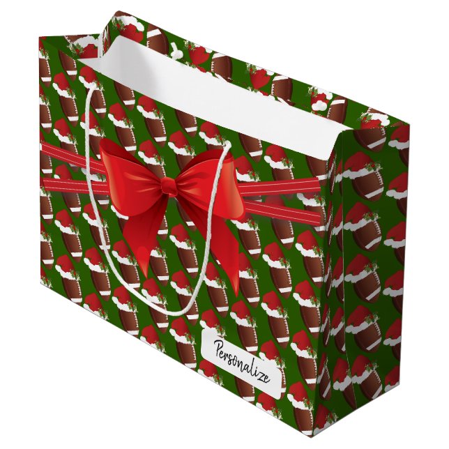 Christmas Football Pattern - Large Large Gift Bag (Front Angled)