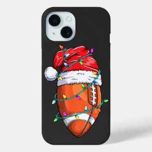 Christmas Football Player Santa Hat iPhone 15 Case