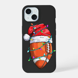 Christmas Football Player Santa Hat iPhone 15 Case