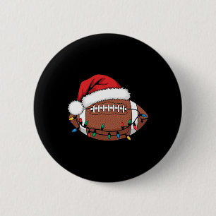 Christmas Football Player Xmas Lights Santa Sports 6 Cm Round Badge