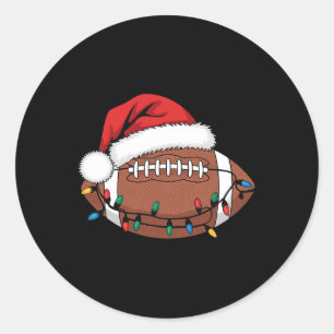 Christmas Football Player Xmas Lights Santa Sports Classic Round Sticker