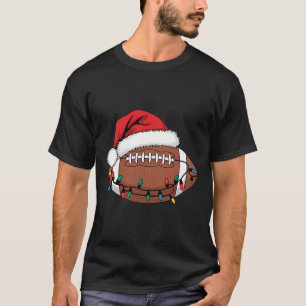 Christmas Football Player Xmas Lights Santa Sports T-Shirt