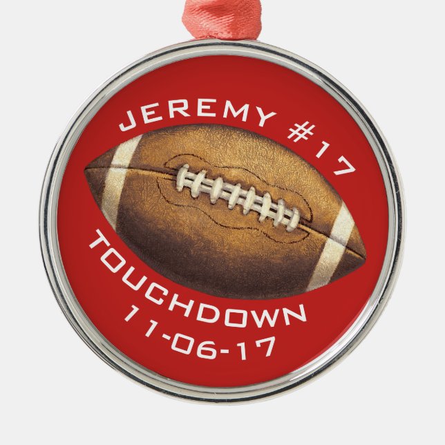 Christmas Football Red Touchdown Sports Metal Tree Decoration (Front)